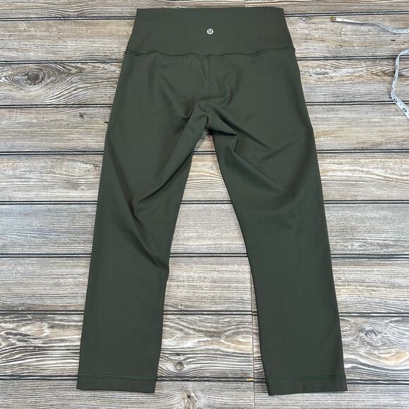 Lululemon Wunder Under Crop Hi-Rise 21" - Dark Olive, Sz 6 - Picture 4 of 4